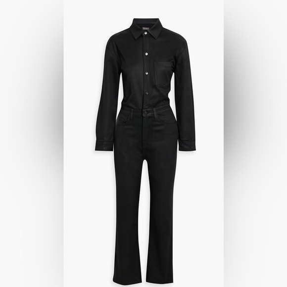 NWT DL 1961 Freja jumpsuit, coated black, women’s size Large. Beautiful! - Picture 1 of 15